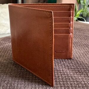 Coach bifold Wallet Water buffalo leather brown British tan